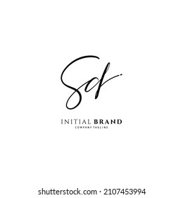 SD initial signature logo. Handwriting logo template vector