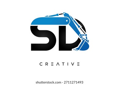 SD Letter Excavator Construction Logo for Engineering and Industrial Company Branding