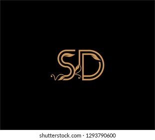 SD letter linear shape luxury flourishes ornament logotype