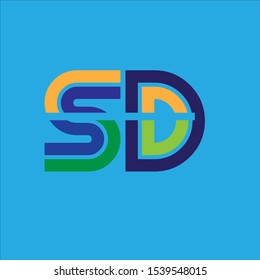 SD letter logo with single background