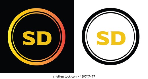 SD letters icon design template elements in abstract background logo, design identity in circle, alphabet letter