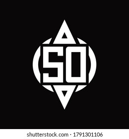 SD Logo with circle rounded combine triangle top and bottom side design template