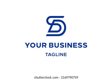 SD logo design, letter, icon, symbol, monogram, initial, Simple lettering of S and D monoline logo, geometric based that shape a tech looks. Very suitable for programmer, developer or personal brands.