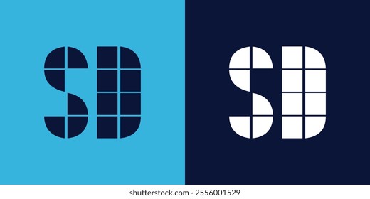 SD logo design with tile shape. Minimalist and modern vector illustration design suitable for business or brand
