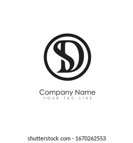 Logo SD. Vector de diseño de letras con colores negros.