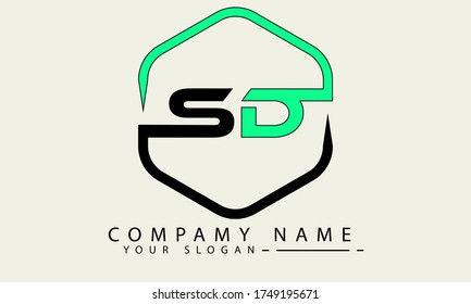 Logo SD. Vector de diseño de letras. letra del logotipo de sd.