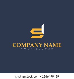 SD Logo. Letter Design Vector with yellow and white Colors.