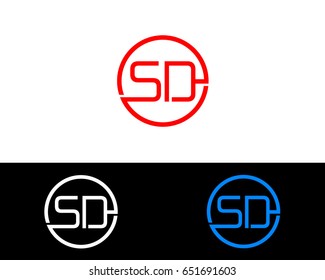 Sd Logo. Letter Design Vector with Red and Black Gold Silver Colors

