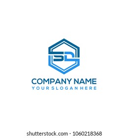 SD logo letter initial, Abstract polygonal Background Logo,