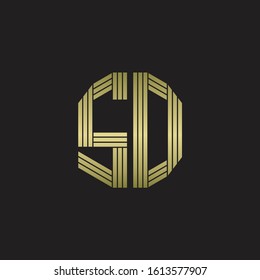 SD Logo monogram outline style linked isolated with gold colors