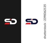 SD logo. S D design. White SD letter. SD, S D letter logo design. Initial letter SD linked circle uppercase monogram logo.
