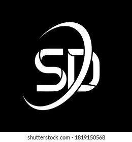 SD logo. S D design. White SD letter. SD/S D letter logo design. Initial letter SD linked circle uppercase monogram logo.	
