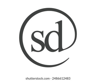 SD logo from two letter with circle shape email sign style. S and D round logotype of business company for brand identity.
