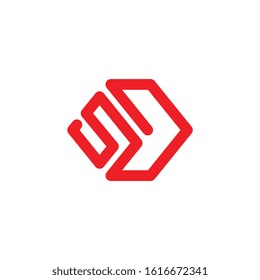 SD Logo with typography using line art style