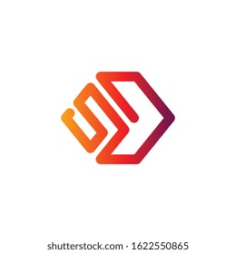 SD Logo with typography using line art style