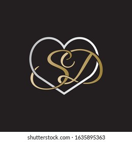 SD love logo design vector icon symbol