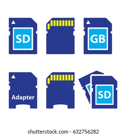 SD, memory card, adapter icons set   