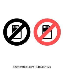 SD Memory Card ban, prohibition icon. Simple glyph vector of technology for UI and UX, website or mobile application on white background