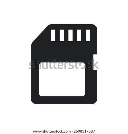 SD memory card with contacts or slot in solid filled style.