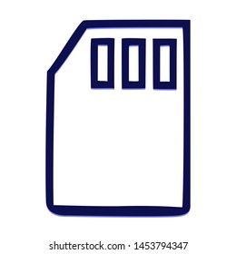 SD Memory Card. Hand Drawn Icon with Blue Ballpoint Pen Style.