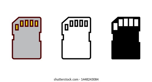 SD Memory Card Icon in Different Color and Style