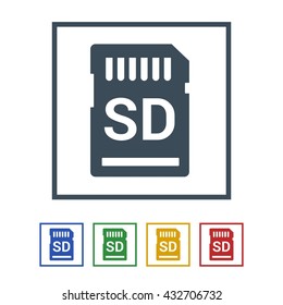 SD memory card Icon Isolated on White Background.vector illustration icon
