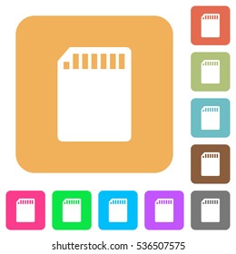 SD memory card icons on rounded square vivid color backgrounds.