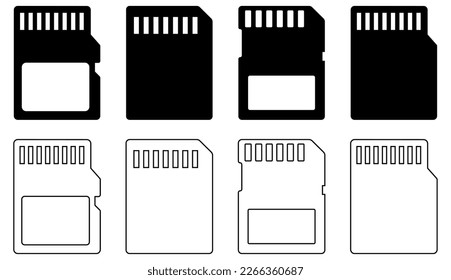 SD memory card icons set. Symbol for website design, logo, app, UI. Vector illustration, EPS10
