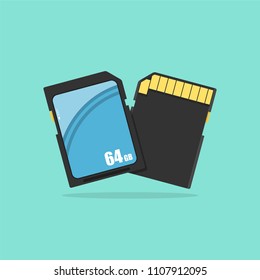 SD Memory card illustration in flat style. Vector