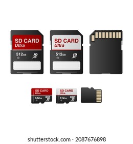 SD and Micro SD card isolated on white background, vector illustration