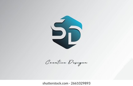 SD Minimal Polygon Shape Abstract Negative Space Symbol for Branding Use"