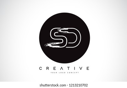 SD Modern Leter Logo Design with Black and White Monogram. Creative Letter Logo Brush Monogram Vector Design.