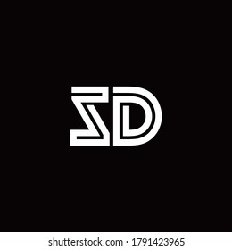 SD monogram logo with abstract line design template