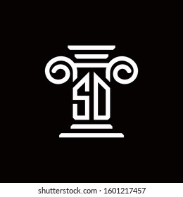 SD monogram logo with pillar style design template