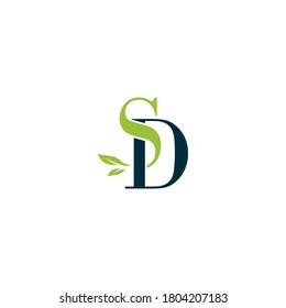 Plantilla de diseño vectorial de la letra de naturaleza SD