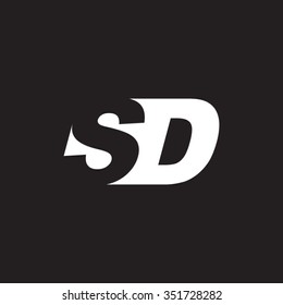 SD negative space letter logo black background