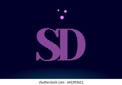 sd s d alphabet letter logo pink line stripes magenta purple blue font creative text dots company vector icon design template