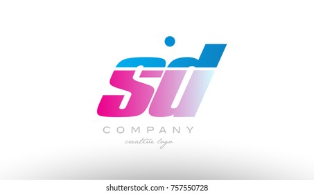 sd s d alphabet letter combination in pink and blue color. Can be used as a logo for a company or business with initials