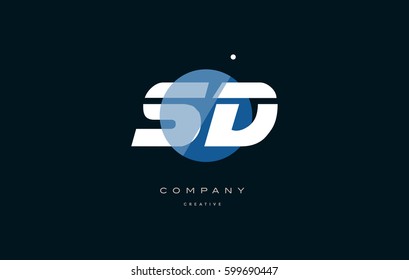 sd s d  blue circle dot big font alphabet company letter logo white design vector icon template 