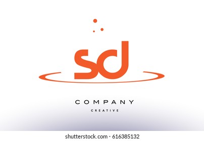 SD S D Creative Orange Swoosh Dots Alphabet Company Letter Logo Design Vector Icon Template