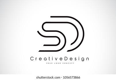 SD S D Letter Logo Design in Black Colors. Creative Modern Letters Vector Icon Logo Illustration.