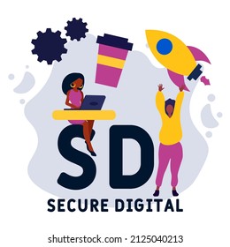 SD - Secure Digital acronym. business concept background.  vector illustration concept with keywords and icons. lettering illustration with icons for web banner, flyer, landing pag