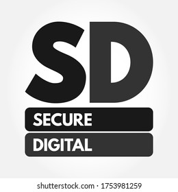 SD - Secure Digital-Akronym, Technologie-Concept-Hintergrund