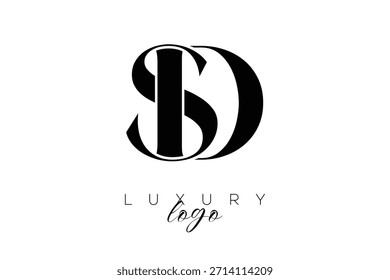 Logotipo da tipografia da carta serifa SD para a identidade de marca premium elegante