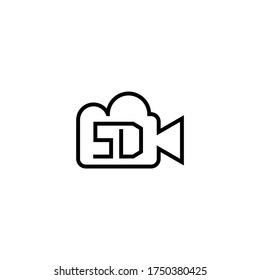 SD - Standard Definition Video Icon In Black Line Style Icon, Style Isolated On White Background