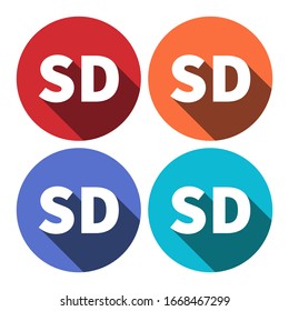 sd video quality on isolated circles colours background with long shadow