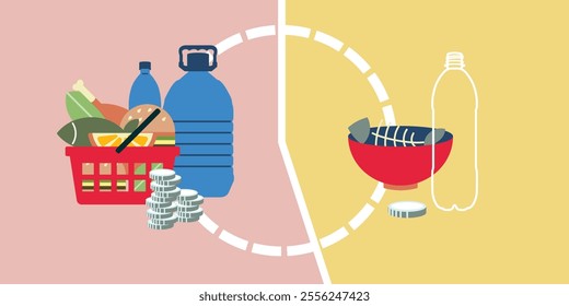 SDG 1 - No Poverty vector icons infographic Illustration that describes poverty problem. Chat pie, abundance versus poverty