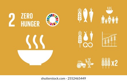 SDG Goal 2 Zero Hunger Vector with Targets and Icons