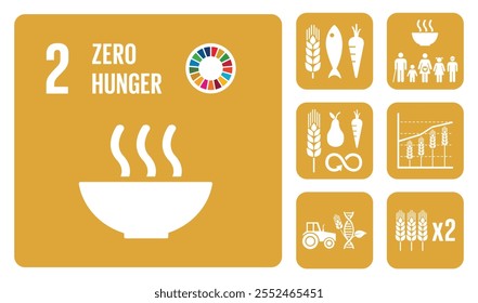 SDG Goal 2 Zero Hunger Vector with Targets and Icons