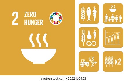 SDG Goal 2 Zero Hunger Vector with Targets and Icons